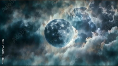 Ethereal Lunar Landscape: Dreamy Moon Planet with Clouds and Shadows