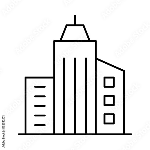 Buildings Line Editable Stroke Icon. Real Estate, City, Cityscape, House, Home, Apartment, Condominium, Hotel, Mall,  Town, Architecture Buildings Icons Vector Illustration