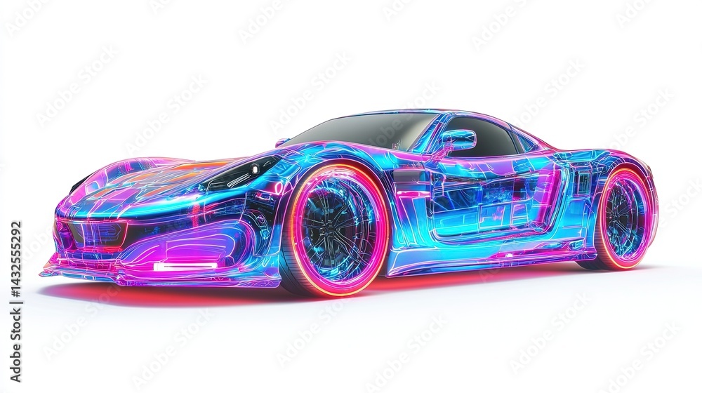 Naklejka premium Sports car and white background