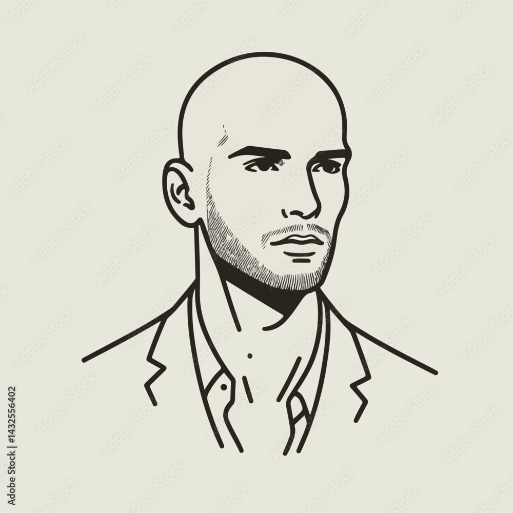 bald man line art vector image bald man line art vector image