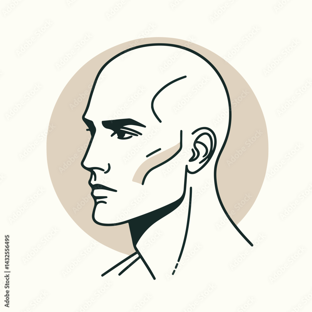 bald man line art vector image bald man line art vector image