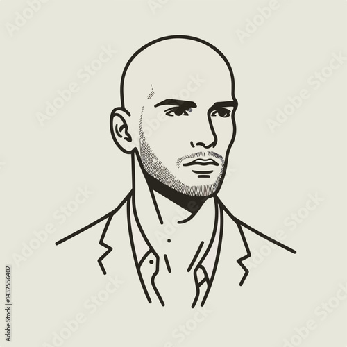 bald man line art vector image