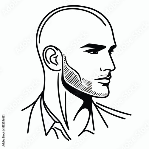 bald man line art vector image