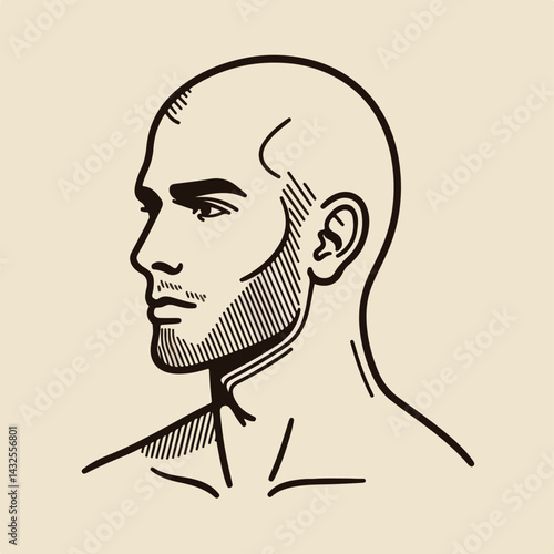bald man line art vector image