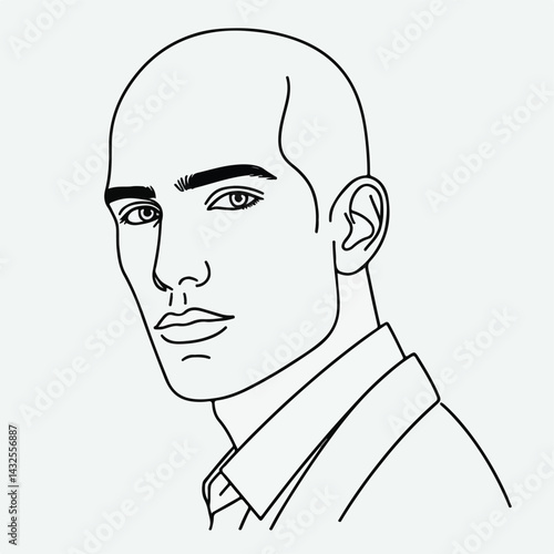 bald man line art vector image