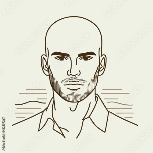 bald man line art vector image