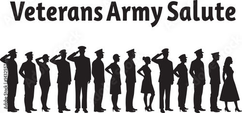 Veterans Army Saluting Vector Silhouettes