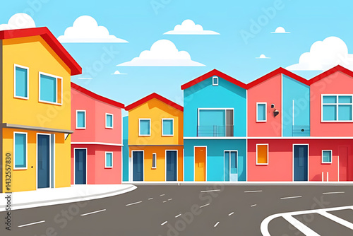 vector illustration of colorful houses in the city