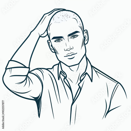 bald man line art vector image