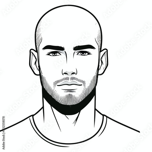 bald man line art vector image