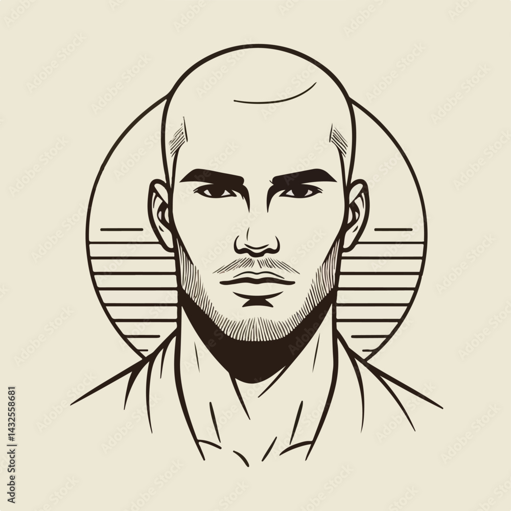bald man line art vector image bald man line art vector image