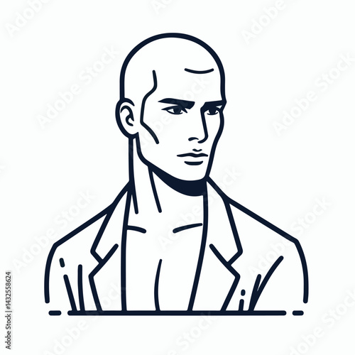 bald man line art vector image