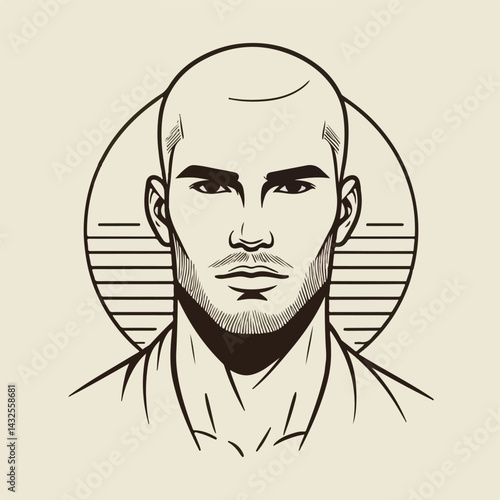 bald man line art vector image