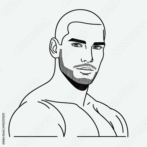 bald man line art vector image