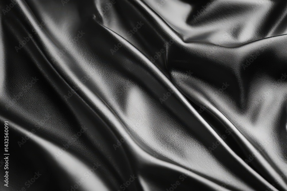 Fototapeta premium Close-up view of rich, dark fabric draped in elegant folds.
