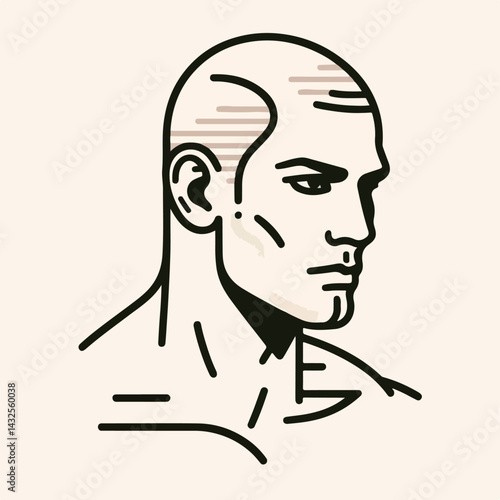 bald man line art vector image