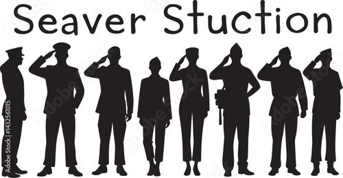 Veterans Army Saluting Vector Silhouettes