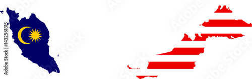 Malaysia Country Map And Flag Vector Image