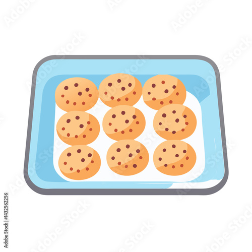 Tray of chocolate chip cookies vector art illustration