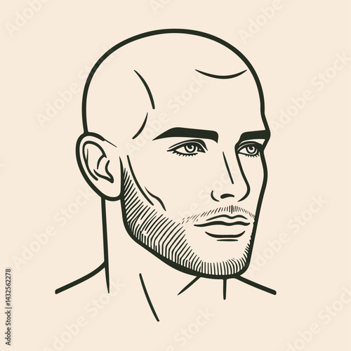 bald man line art vector image