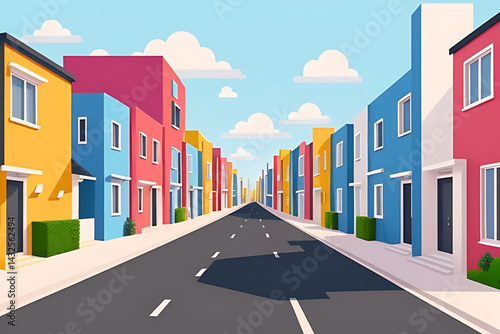 vector illustration of colorful houses in the city