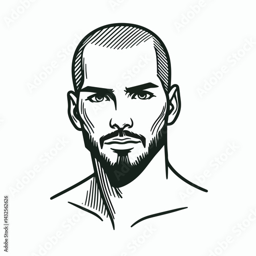 bald man line art vector image