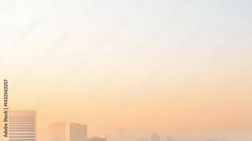 Addressing Climate Change and the Impact of Global Warming, Urban skyline at sunset with a gradient sky and silhouetted buildings.