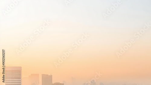 Obraz na płótnie Addressing Climate Change and the Impact of Global Warming, Urban skyline at sunset with a gradient sky and silhouetted buildings. w salonie