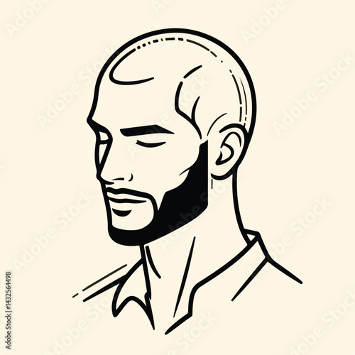 bald man line art vector image