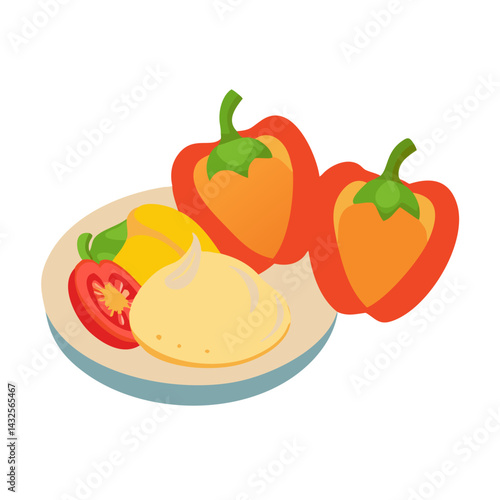 Wallpaper Mural Fresh Vegetables with Dip on Plate Vector Graphic Torontodigital.ca