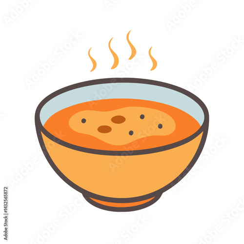Cartoon bowl of soup with steam illustration vector