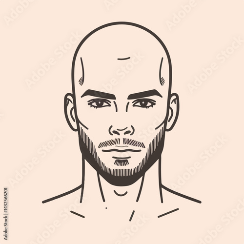 bald man line art vector image