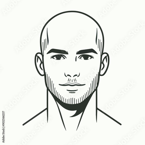 bald man line art vector image