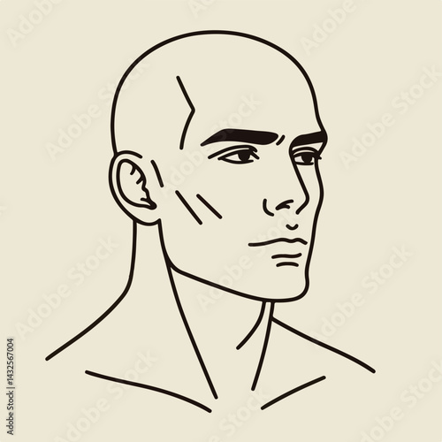 bald man line art vector image