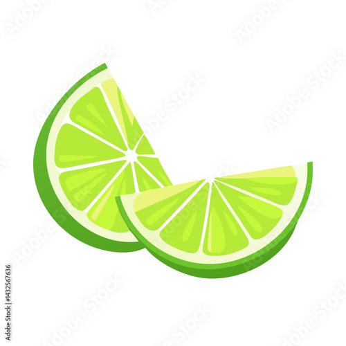Fresh lime slices on black background, isolated fruits