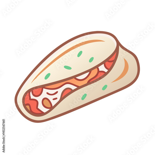 Cartoon style taco illustration on black background