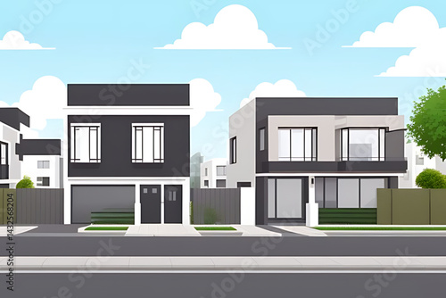 vector illustration of colorful houses in the city