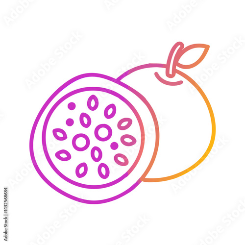 Passion Fruit Cut and Whole on Black Background