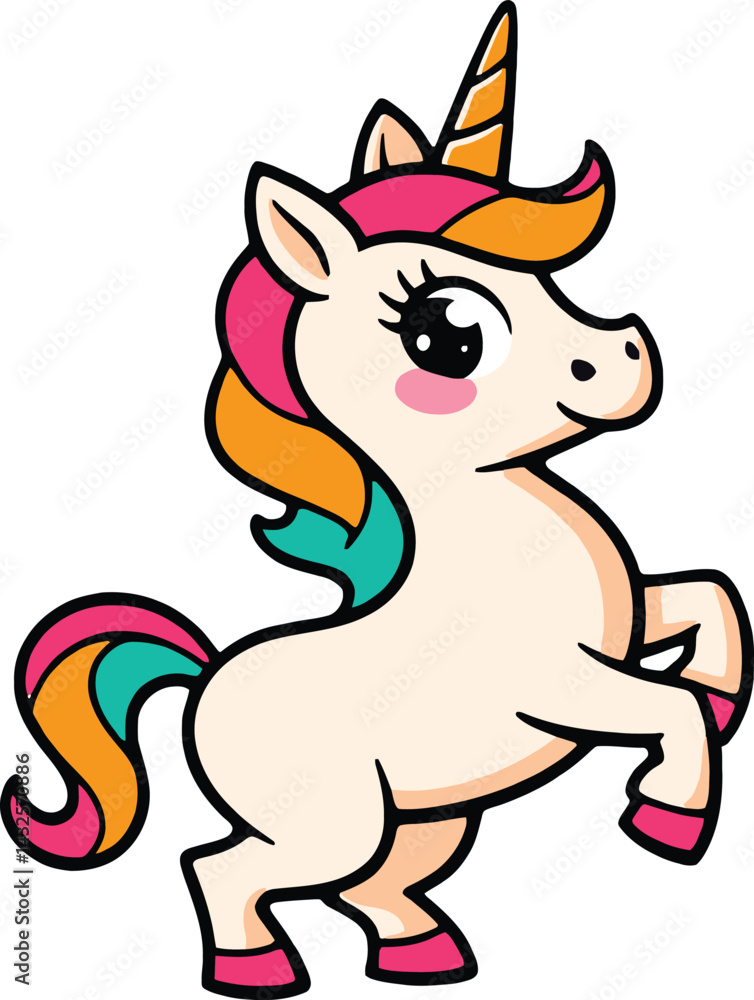 Fototapeta premium Mascot of sweet cartoon unicorn. 