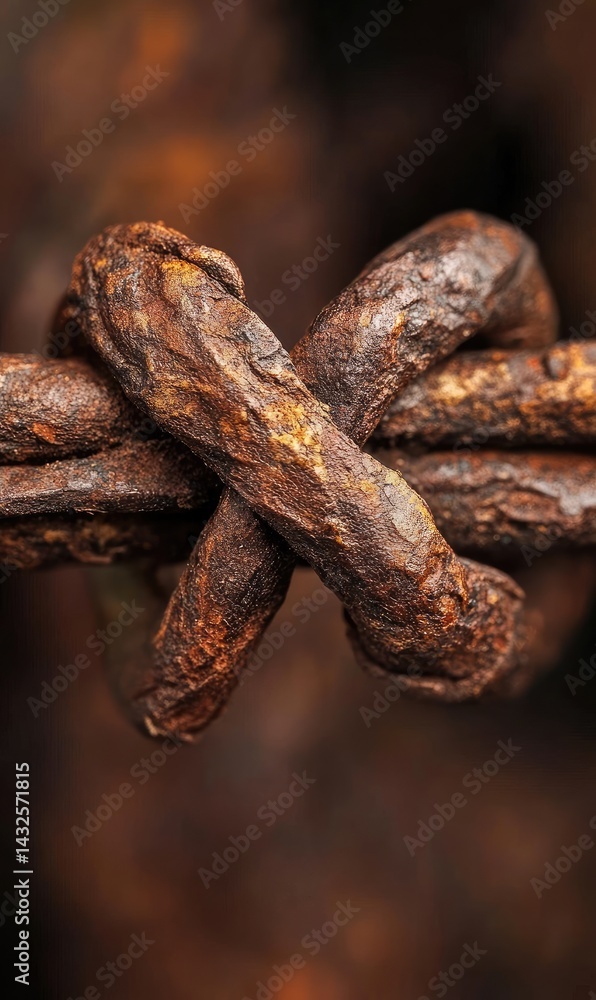 Close-Up Macro Shot of a Rusty and Knotted Metal Chain Texture Close-Up Macro Shot of a Rusty and Knotted Metal Chain Texture