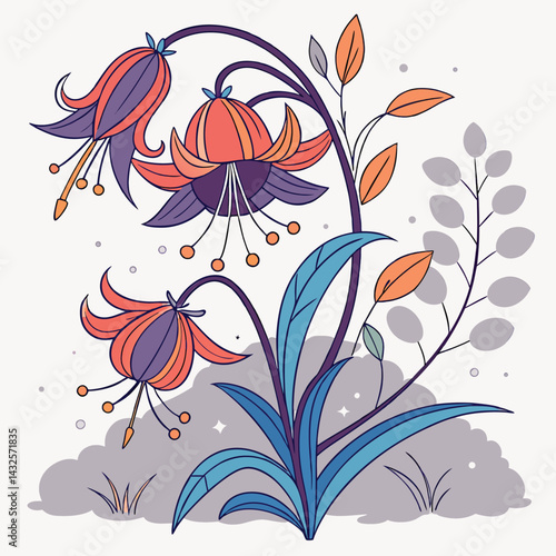 Floral seamless pattern . Summer Meadow With Butterflies Flowers wall background with amazing red,orange,pink,purple,green and white chrysanthemum flowers ,Wedding decoration, hand made Beautiful flow