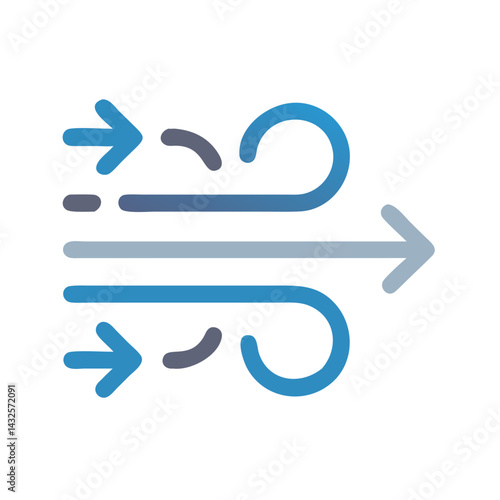 Stylized Airflow Icon Depicting Movement on Black Background
