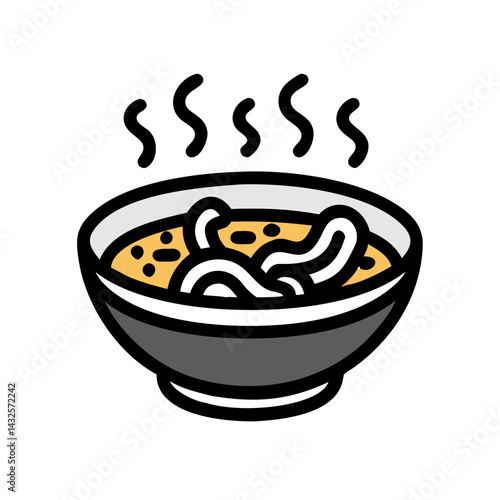 Bowl of Soup Illustration on a Black Background