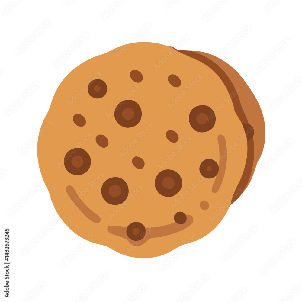 Chocolate Chip Cookie Cartoon Vector Illustration on Black Chocolate Chip Cookie Cartoon Vector Illustration on Black