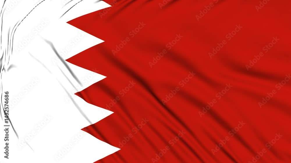 National flag of Bahrain, Seamless flag of Bahrain waving in the wind
