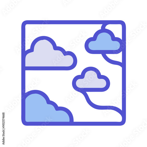 Clouds inside the Frame, Flat Design Style Illustration