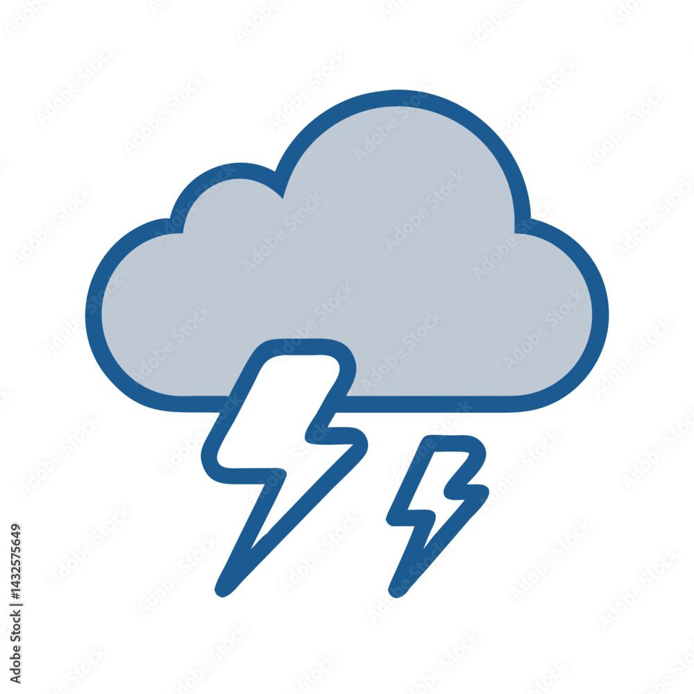 Cloud with Lightning Icon on Black Background Illustration Cloud with Lightning Icon on Black Background Illustration
