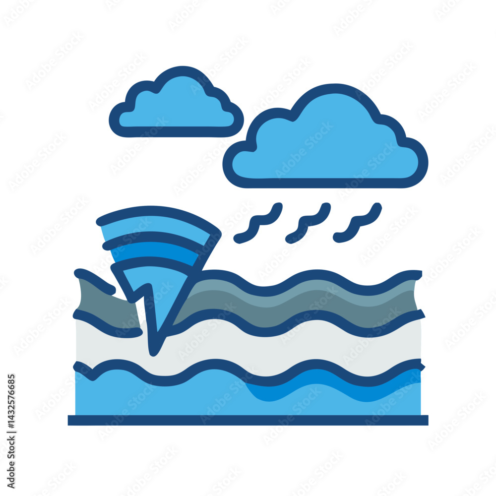 Water fracture illustration with cloud and lightning bolt Water fracture illustration with cloud and lightning bolt