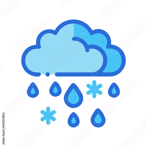 Rain and snow cloud, bad weather, hail icon