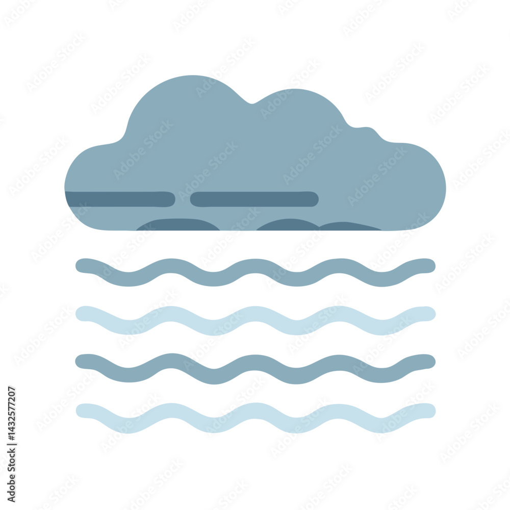 Fog over water icon with a black background